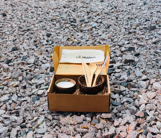 Gift Set | An Eco-friendly Gift Combo | Sustainable Dining| Coconut Candle | Coconut Bowl | Bamboo Cutlery Set
